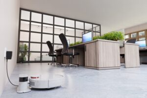 Saugroboter in einem Büro